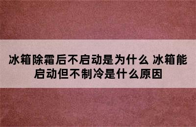 冰箱除霜后不启动是为什么 冰箱能启动但不制冷是什么原因